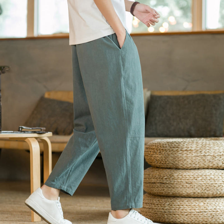 Pantalon En Lin Homme Confortable Avec Poches - Pantalons Décontractés En Coton Et Lin Pour Un Style Élégant 8