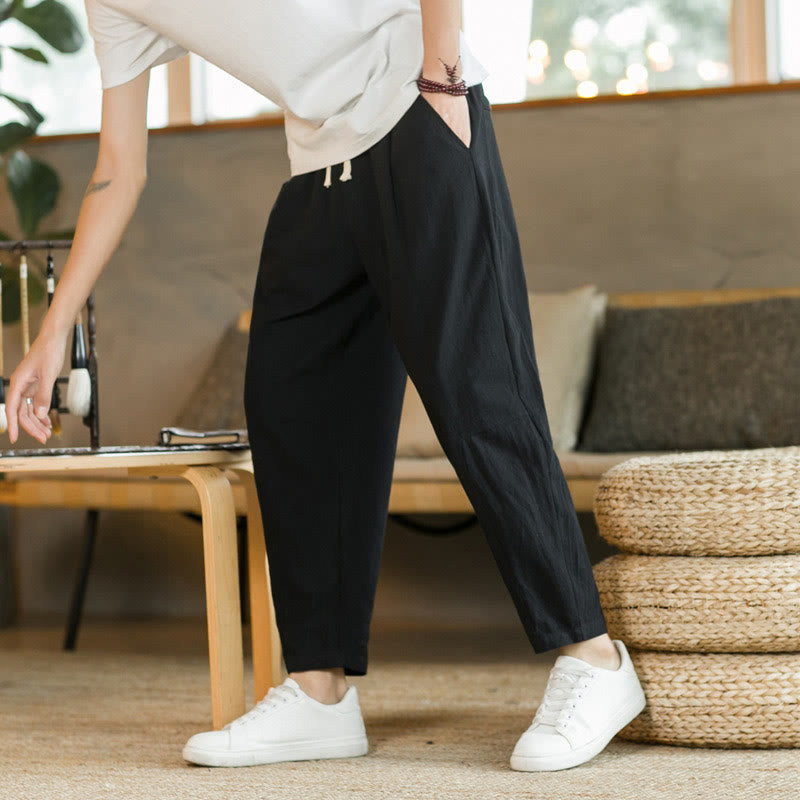 Pantalon En Lin Homme Confortable Avec Poches - Pantalons Décontractés En Coton Et Lin Pour Un Style Élégant 9