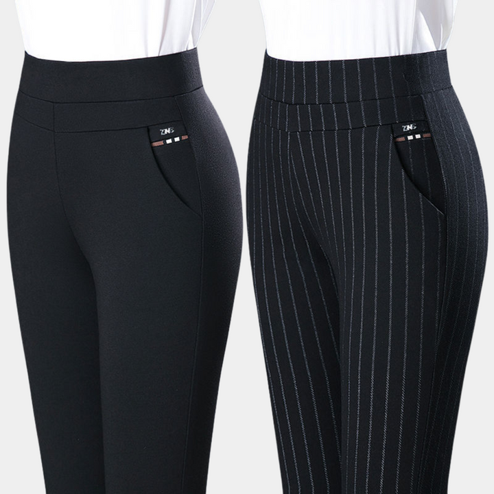 Pantalon Femme Élastique Noir à Taille Haute – Confort Optimal et Design Chic pour Toutes Occasions 1