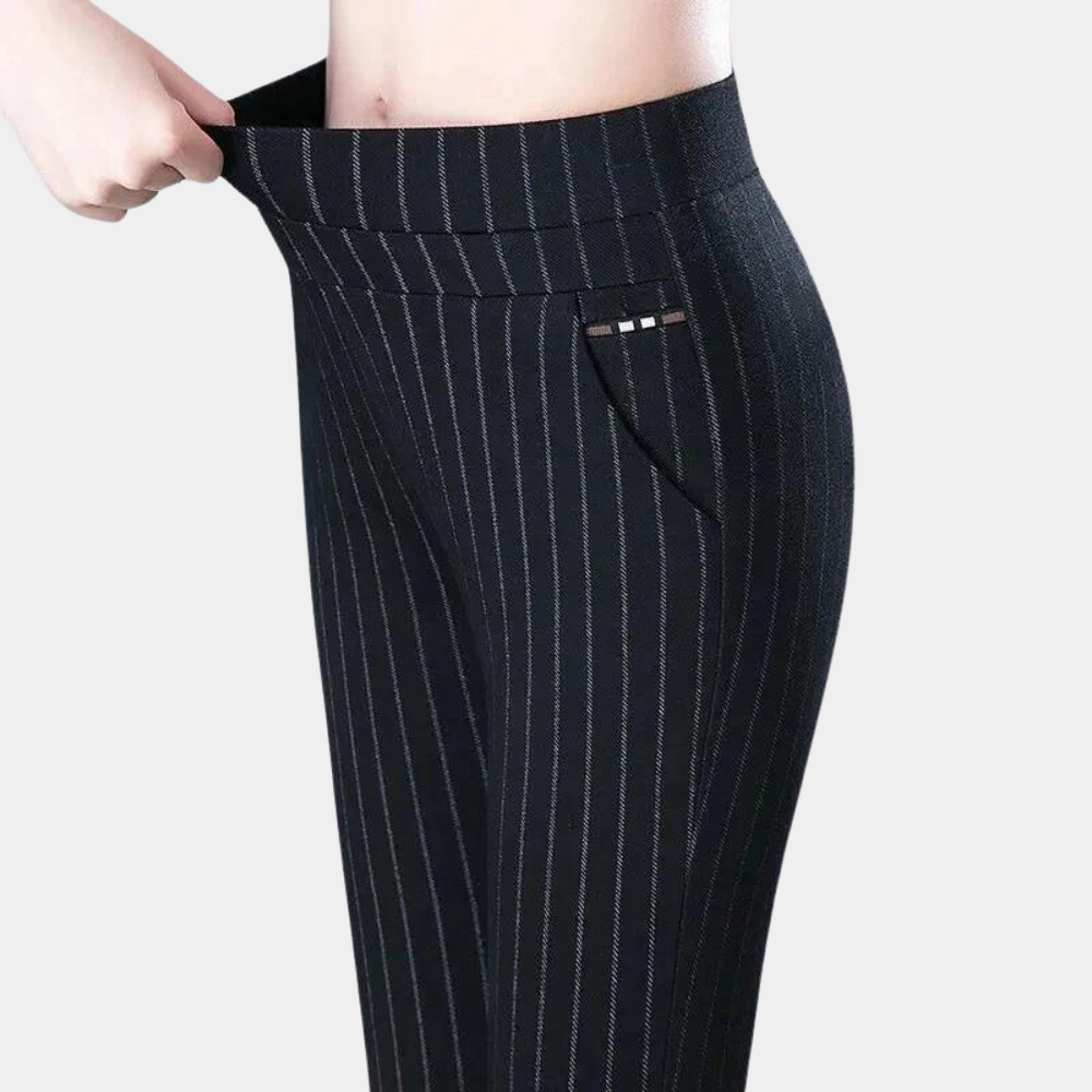 Pantalon Femme Élastique Noir à Taille Haute – Confort Optimal et Design Chic pour Toutes Occasions 2
