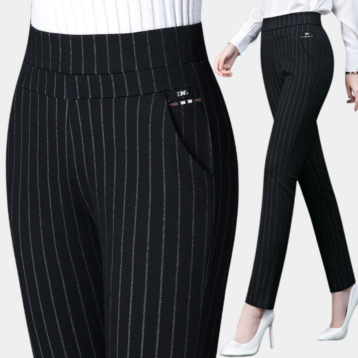 Pantalon Femme Élastique Noir à Taille Haute – Confort Optimal et Design Chic pour Toutes Occasions 4