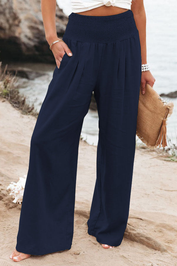 Pantalon Fluide Femme Taille Haute en Coton-Lin, Jambes Larges, Confortable et Élégant – Idéal pour Toutes Occasions 5