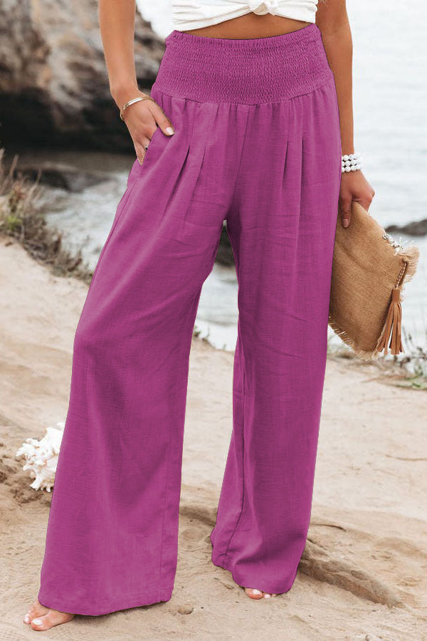 Pantalon Fluide Femme Taille Haute en Coton-Lin, Jambes Larges, Confortable et Élégant – Idéal pour Toutes Occasions 6