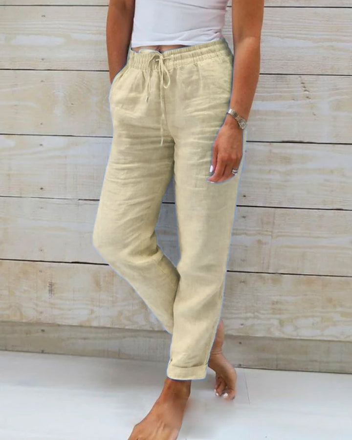 Pantalon Fluide Femme en Coton et Lin avec Taille Élastique – Confort et Élégance pour Toutes les Occasions 1