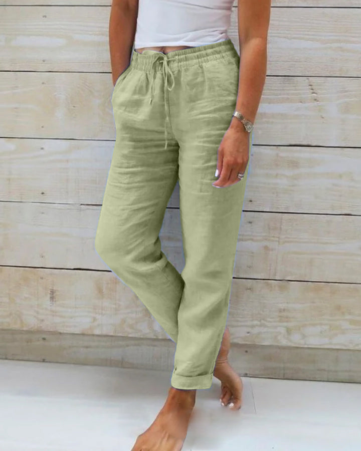 Pantalon Fluide Femme en Coton et Lin avec Taille Élastique – Confort et Élégance pour Toutes les Occasions 4