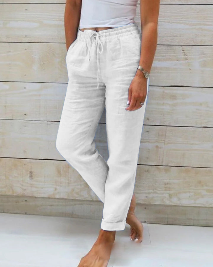 Pantalon Fluide Femme en Coton et Lin avec Taille Élastique – Confort et Élégance pour Toutes les Occasions 5
