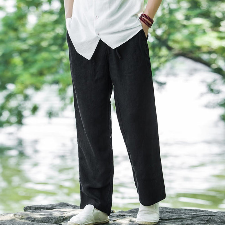 Pantalon Lin Homme Ample avec Poches – Confort et Élégance en Coton et Lin, Idéal pour Activités Quotidiennes 4