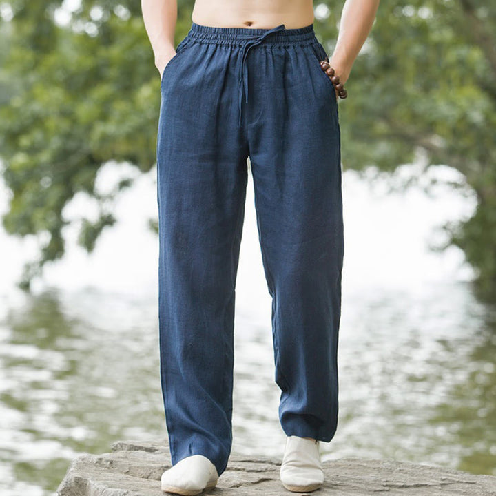 Pantalon Lin Homme Ample avec Poches – Confort et Élégance en Coton et Lin, Idéal pour Activités Quotidiennes 5