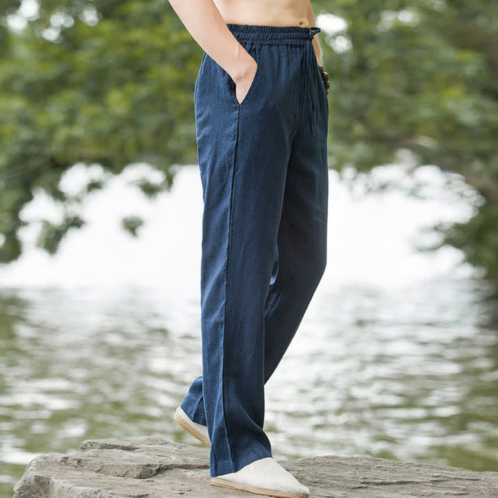 Pantalon Lin Homme Ample avec Poches – Confort et Élégance en Coton et Lin, Idéal pour Activités Quotidiennes 6