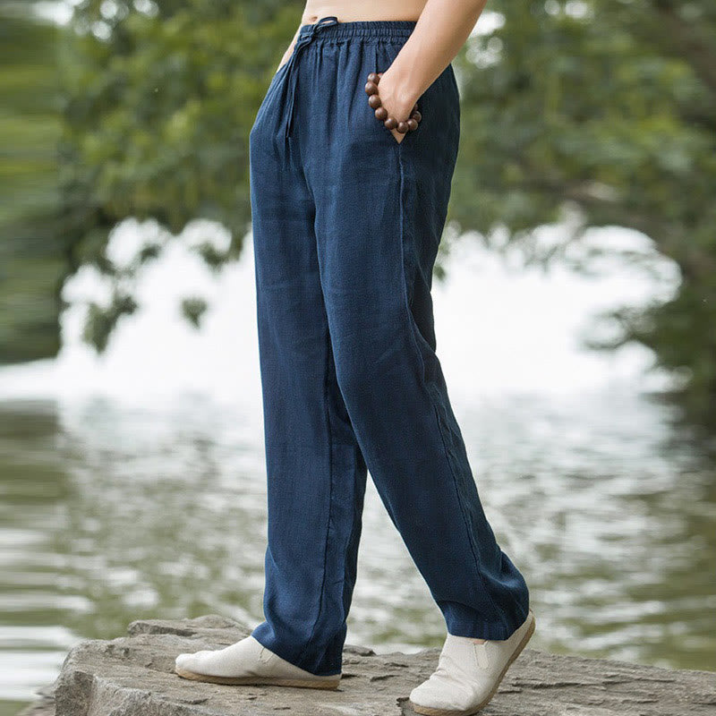 Pantalon Lin Homme Ample avec Poches – Confort et Élégance en Coton et Lin, Idéal pour Activités Quotidiennes 7