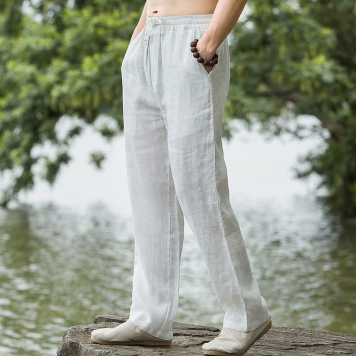 Pantalon Lin Homme Ample avec Poches – Confort et Élégance en Coton et Lin, Idéal pour Activités Quotidiennes 9