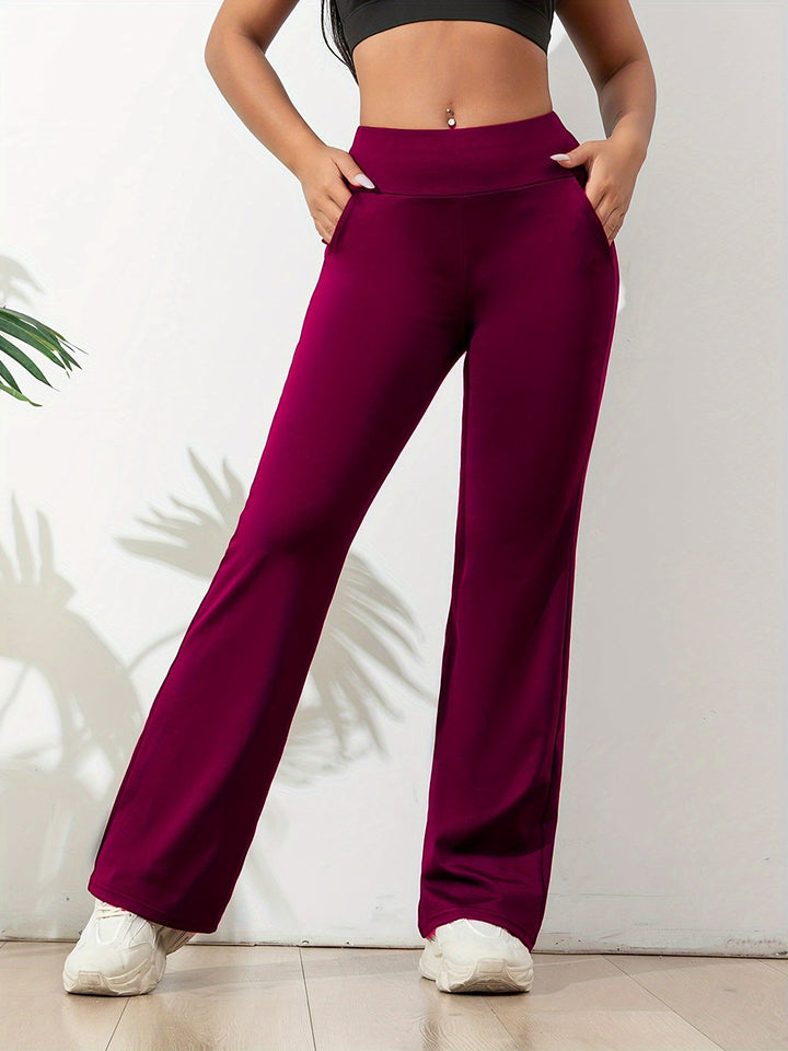 Pantalon de Yoga Femme Élastique et Confortable avec Taille Haute et Coupe Évasée 5