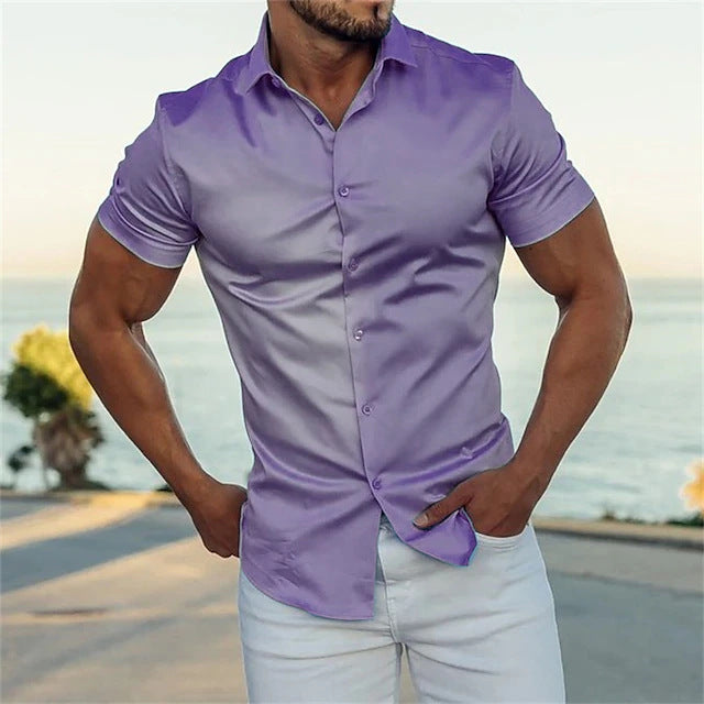 Polo Homme Bleu Ciel Taille L Mélange Coton Ajusté 1