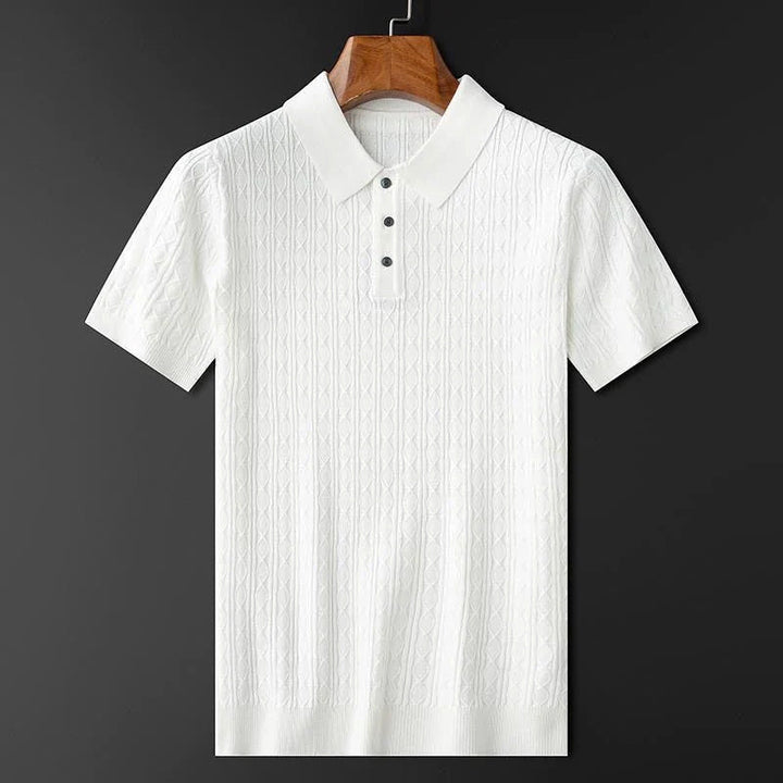 Polo Homme Élégant en Tricot Diamant à Col Rabattu et Fermeture Demi-Bouton – Confort et Style Sophistiqué 3