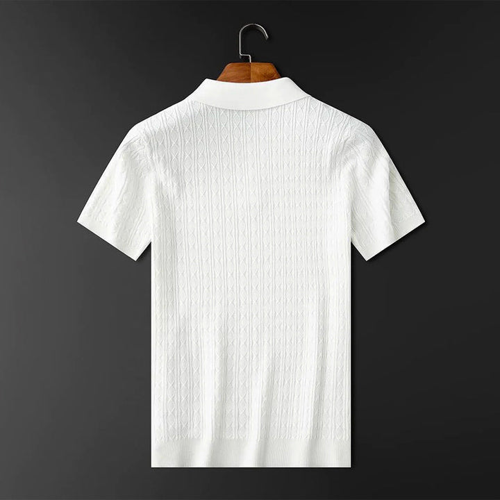Polo Homme Élégant en Tricot Diamant à Col Rabattu et Fermeture Demi-Bouton – Confort et Style Sophistiqué 6