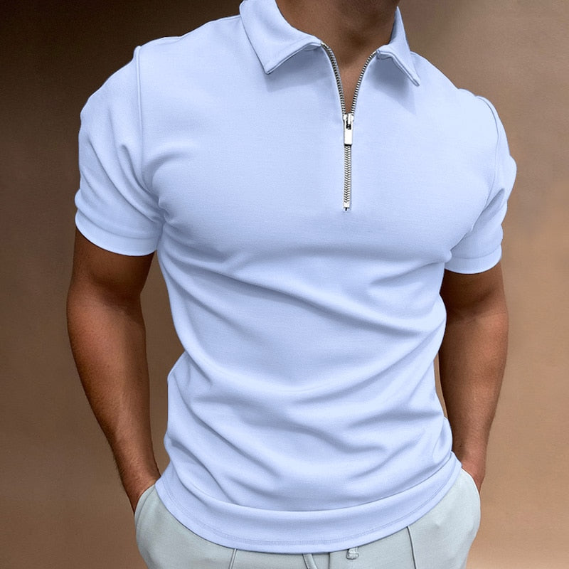 Polo Homme à Raccord Zippé en Polyester, Design Élégant et Confort Optimal, Disponible en Plusieurs Tailles et Couleurs 0