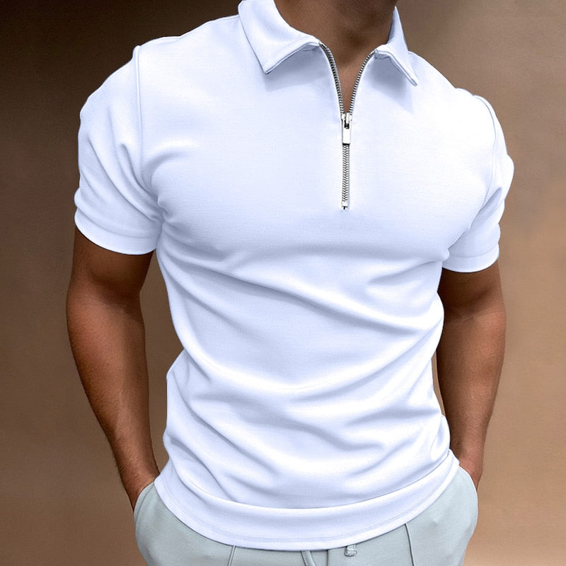 Polo Homme à Raccord Zippé en Polyester, Design Élégant et Confort Optimal, Disponible en Plusieurs Tailles et Couleurs 1