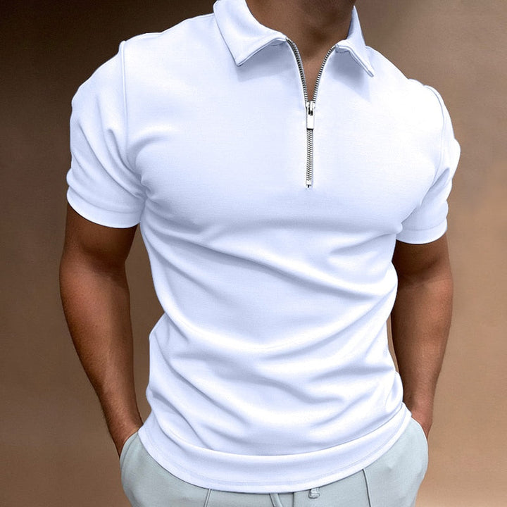 Polo Homme à Raccord Zippé en Polyester, Design Élégant et Confort Optimal, Disponible en Plusieurs Tailles et Couleurs 1