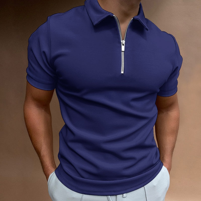 Polo Homme à Raccord Zippé en Polyester, Design Élégant et Confort Optimal, Disponible en Plusieurs Tailles et Couleurs 3