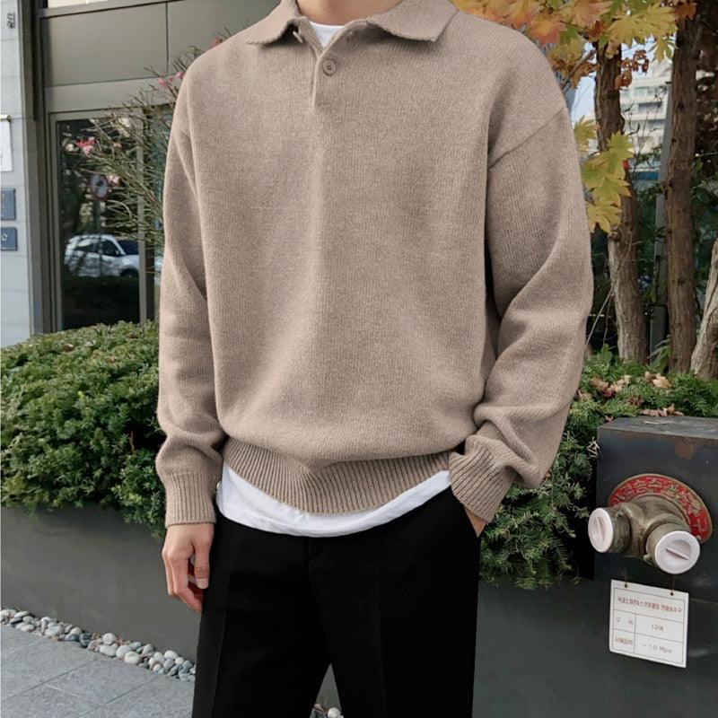 Polo Homme en Laine Boutonné, Manche Longue, Élégance et Confort, Disponible en Plusieurs Tailles et Couleurs 0