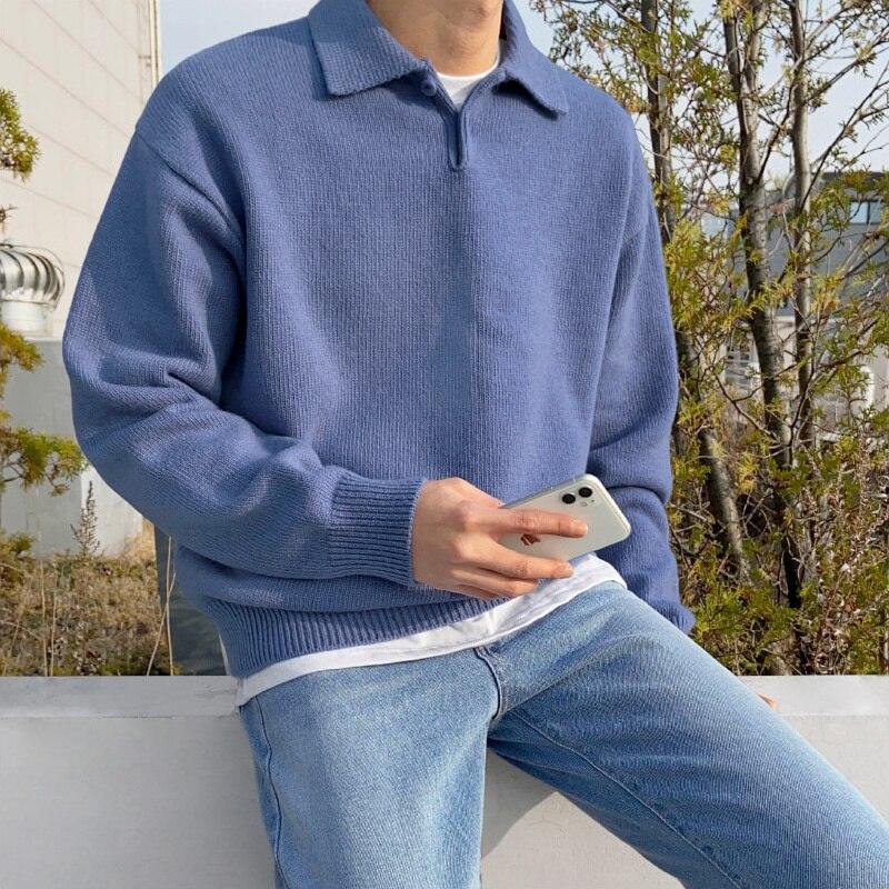 Polo Homme en Laine Boutonné, Manche Longue, Élégance et Confort, Disponible en Plusieurs Tailles et Couleurs 2