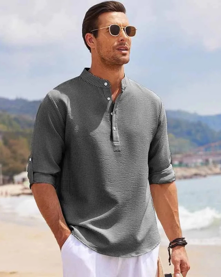 Polo Manche Longue Homme en Tissu Léger et Respirant - Style Décontracté et Élégant, Coupe Ajustée 2