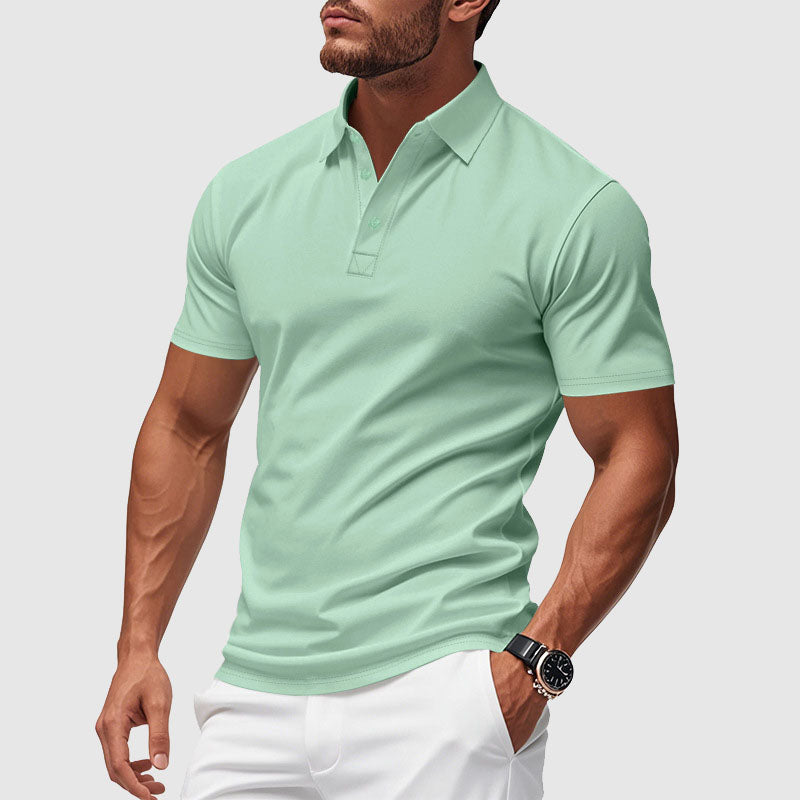 Polo Performance en Polyester Mélangé Ultra-Doux avec Col Structuré – Azure Crest 1