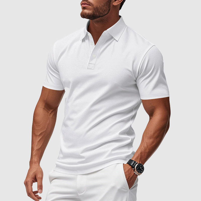 Polo Performance en Polyester Mélangé Ultra-Doux avec Col Structuré – Azure Crest 2