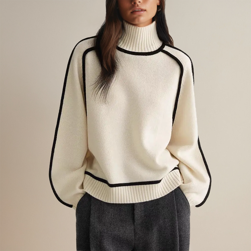 Pull Col Roulé Élégant en Maille Douce – Tunique Automnale Chic 0