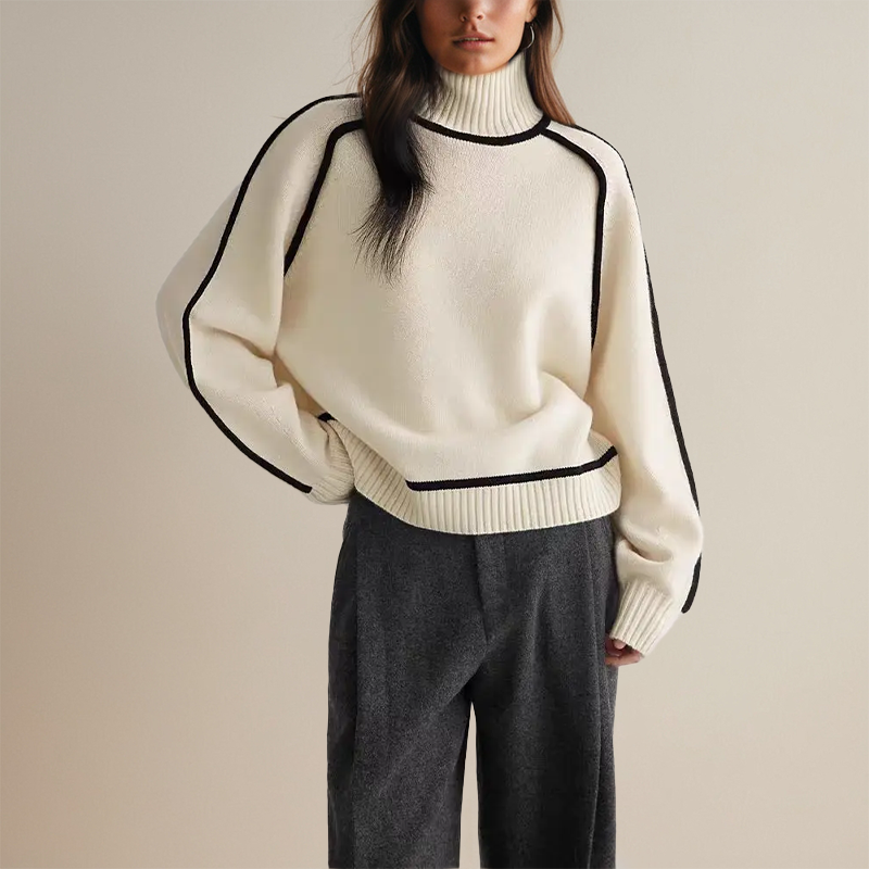 Pull Col Roulé Élégant en Maille Douce – Tunique Automnale Chic 1