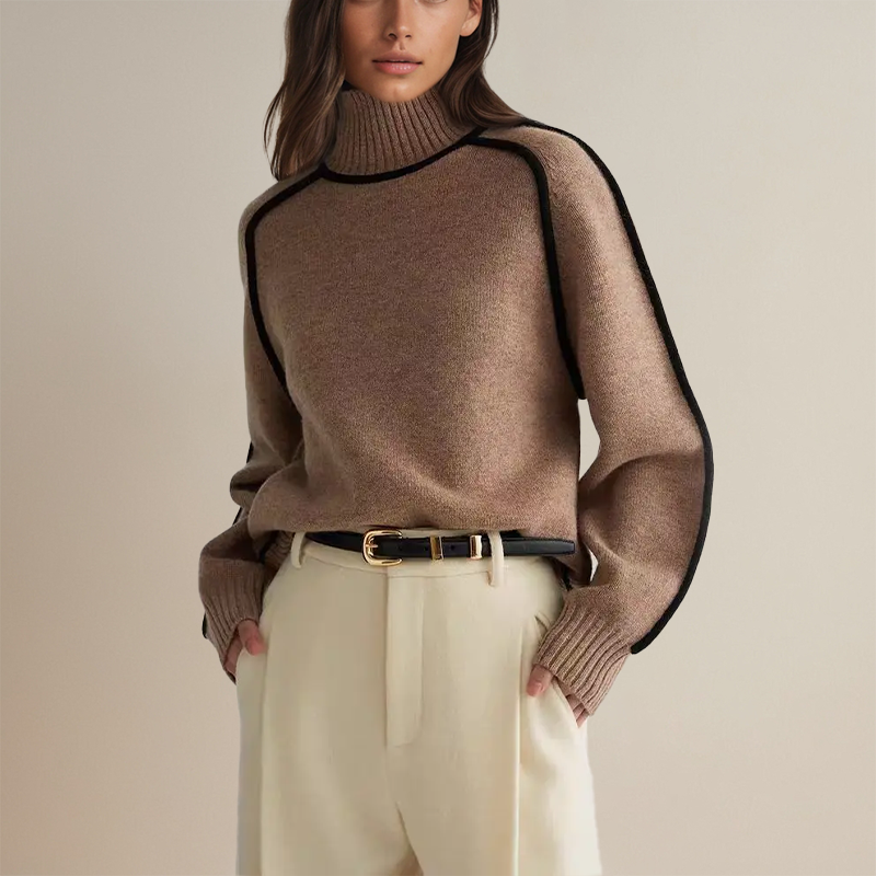 Pull Col Roulé Élégant en Maille Douce – Tunique Automnale Chic 3