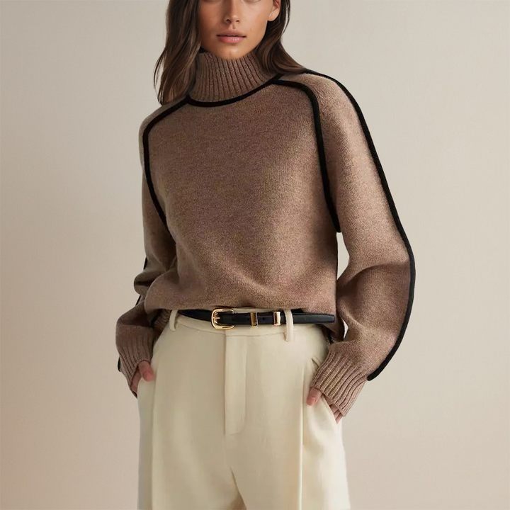 Pull Col Roulé Élégant en Maille Douce – Tunique Automnale Chic 3