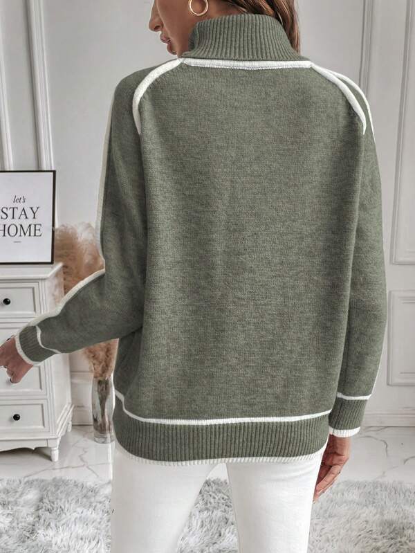 Pull Femme Chic en Tricot Doux avec Détails Contrastés – Confort et Élégance pour Saisons Fraîches 5