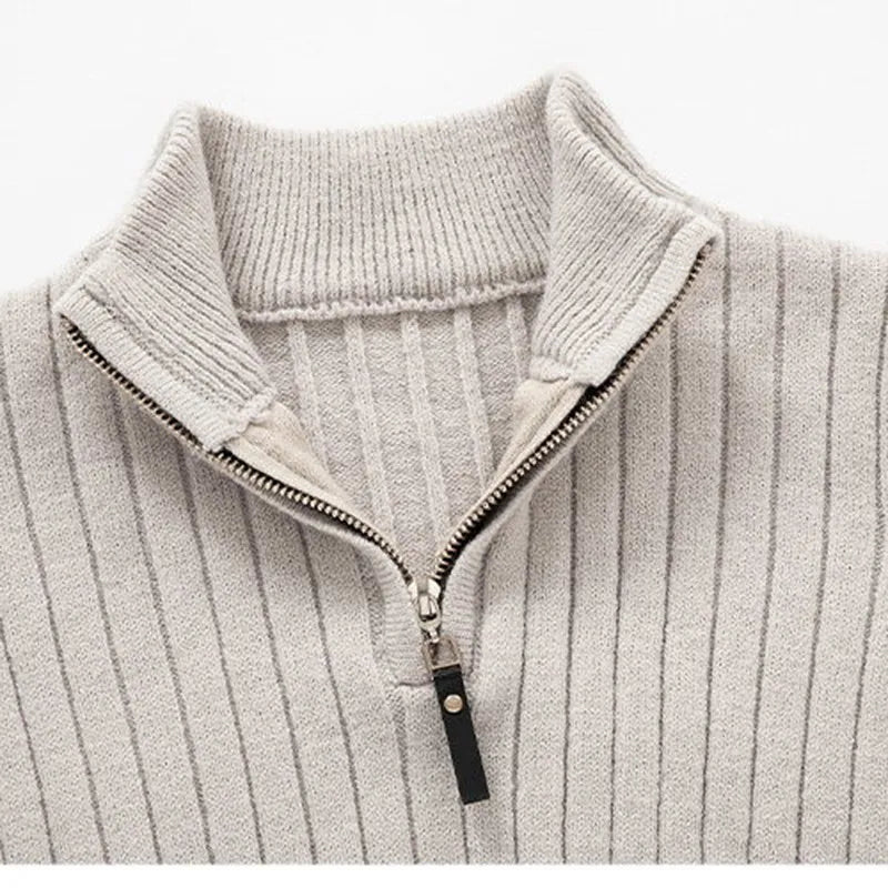 Pull Homme Zippé à Col Montant en Coton Premium - Manches Longues, Coupe Ajustée, Idéal pour les Saisons Froides 2