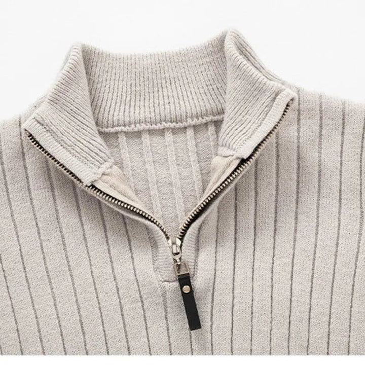 Pull Homme Zippé à Col Montant en Coton Premium - Manches Longues, Coupe Ajustée, Idéal pour les Saisons Froides 2