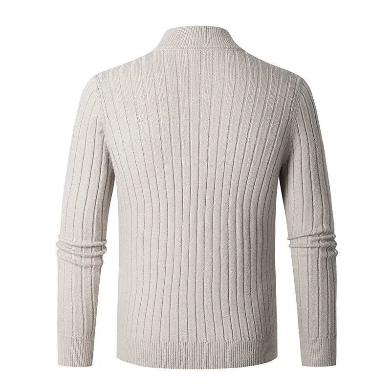 Pull Homme Zippé à Col Montant en Coton Premium - Manches Longues, Coupe Ajustée, Idéal pour les Saisons Froides 3