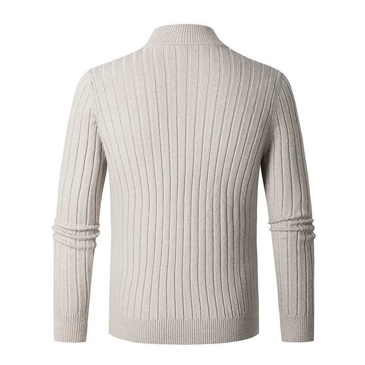 Pull Homme Zippé à Col Montant en Coton Premium - Manches Longues, Coupe Ajustée, Idéal pour les Saisons Froides 3