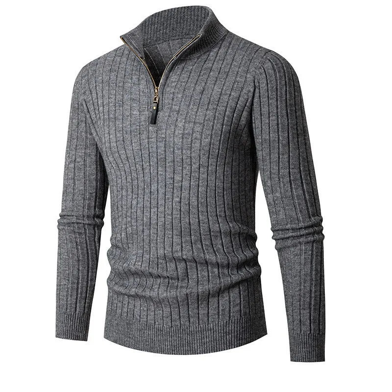Pull Homme Zippé à Col Montant en Coton Premium - Manches Longues, Coupe Ajustée, Idéal pour les Saisons Froides 6