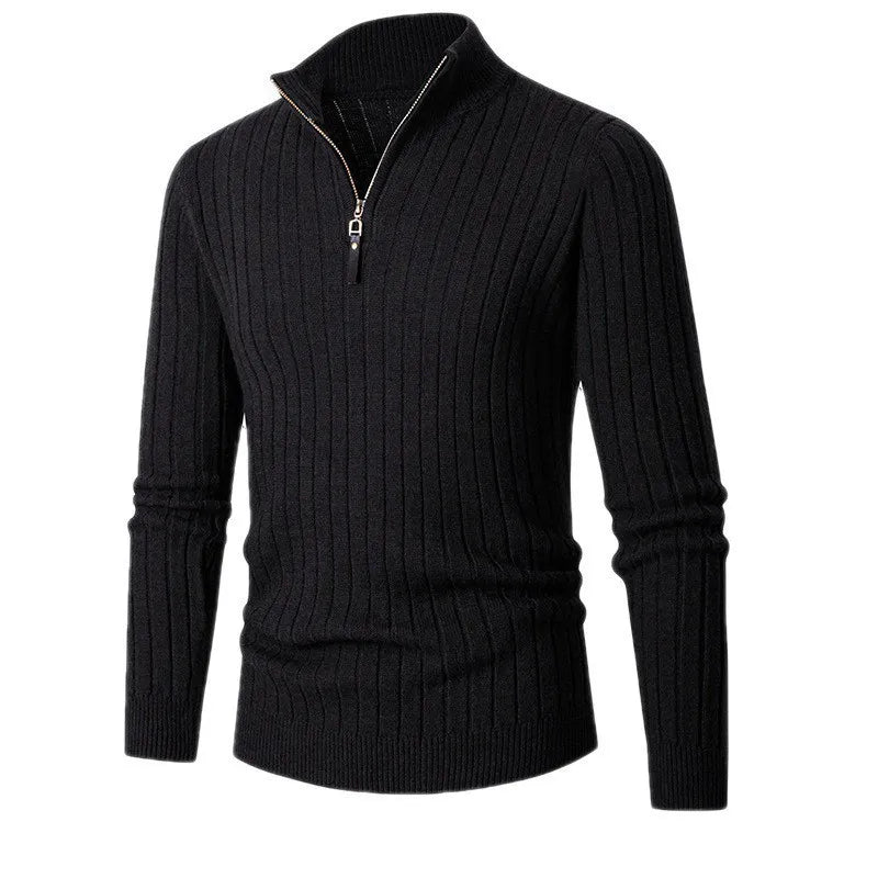 Pull Homme Zippé à Col Montant en Coton Premium - Manches Longues, Coupe Ajustée, Idéal pour les Saisons Froides 7