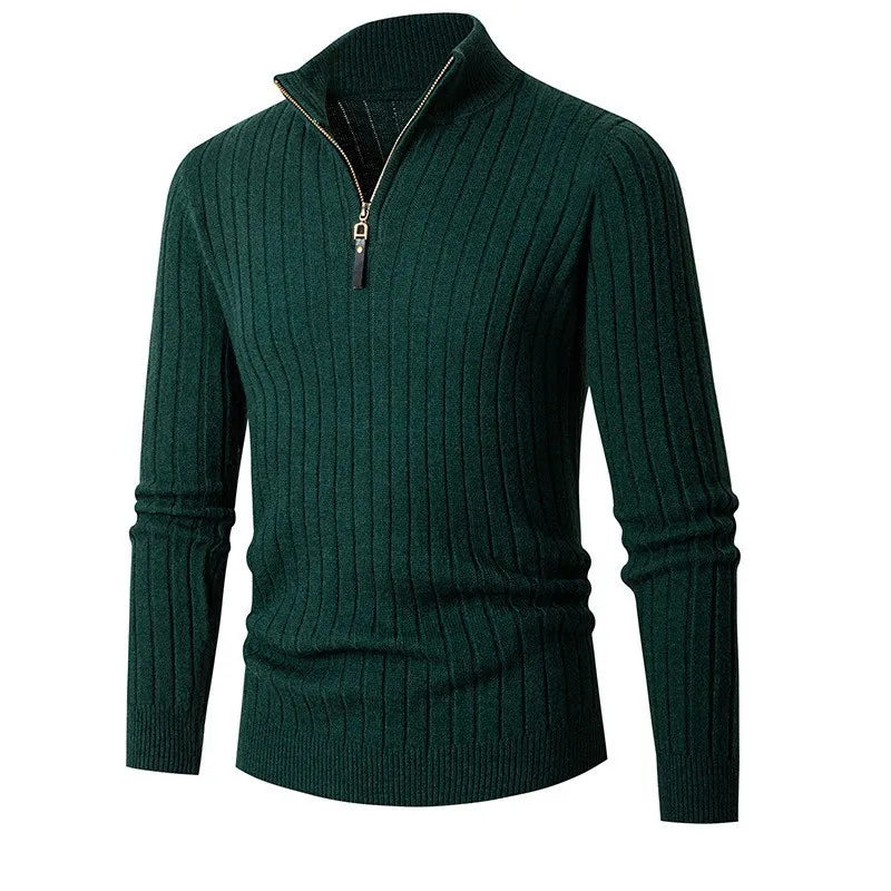 Pull Homme Zippé à Col Montant en Coton Premium - Manches Longues, Coupe Ajustée, Idéal pour les Saisons Froides 9
