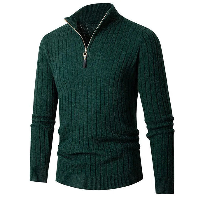 Pull Homme Zippé à Col Montant en Coton Premium - Manches Longues, Coupe Ajustée, Idéal pour les Saisons Froides 9
