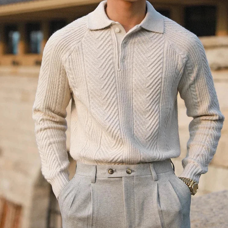 Pull Homme en Tricot à Manches Longues, Confortable et Élégant, Coupe Ajustée, Motif Distinctif – Disponible en S, M, L, XL 0