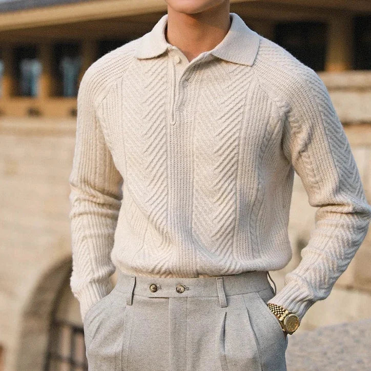 Pull Homme en Tricot à Manches Longues, Confortable et Élégant, Coupe Ajustée, Motif Distinctif – Disponible en S, M, L, XL 1