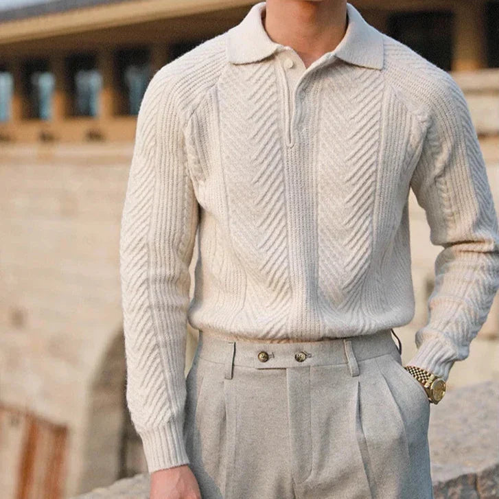 Pull Homme en Tricot à Manches Longues, Confortable et Élégant, Coupe Ajustée, Motif Distinctif – Disponible en S, M, L, XL 4
