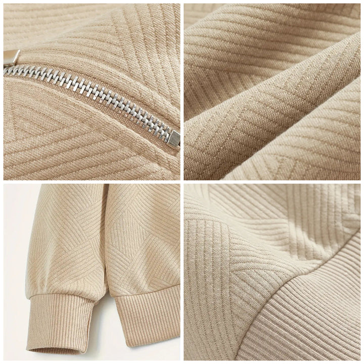 Pull Vintage Géométrique avec Zip – Confort et Style pour Toutes Occasions 2