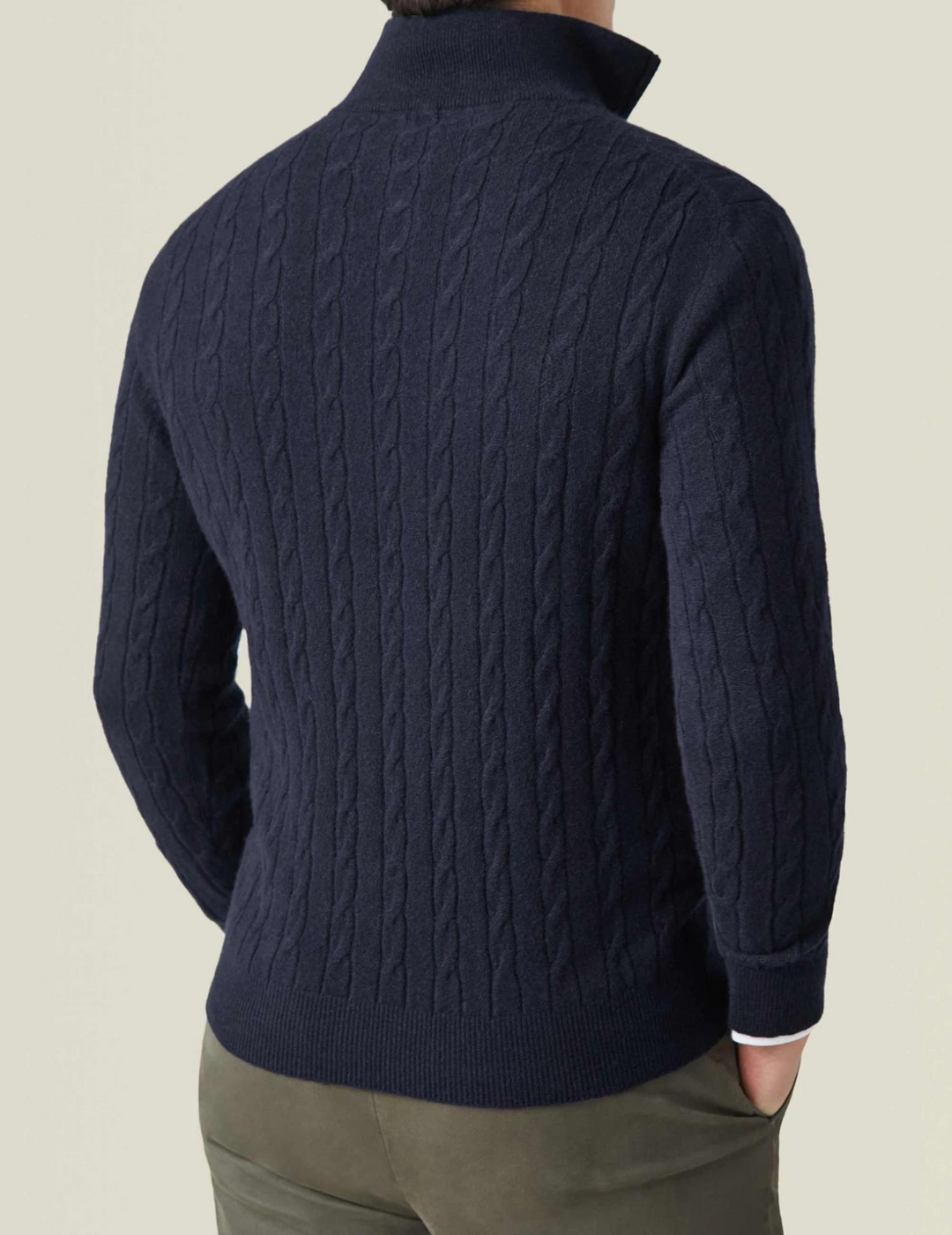 Pull Zippé en Maille Cable pour Homme - 100% Laine, Confort Moderne, Design Sophistiqué, Disponible en Plusieurs Tailles et Couleurs 6