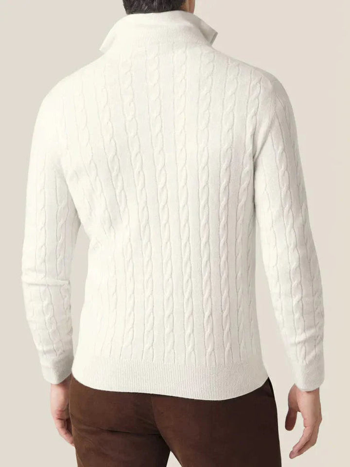 Pull Zippé en Maille Cable pour Homme - 100% Laine, Confort Moderne, Design Sophistiqué, Disponible en Plusieurs Tailles et Couleurs 8