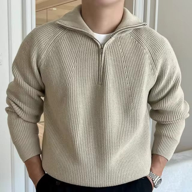 Pull en Coton Femme à Col Zippé Quart de Manche – Bleu Marine à Rayures Blanches, Manches Longues, Confort Doux 2