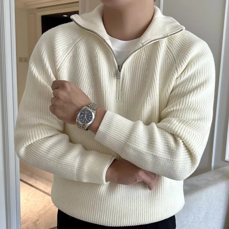 Pull en Coton Femme à Col Zippé Quart de Manche – Bleu Marine à Rayures Blanches, Manches Longues, Confort Doux 3