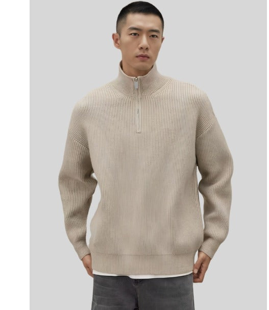 Pull en Coton Femme à Col Zippé Quart de Manche – Bleu Marine à Rayures Blanches, Manches Longues, Confort Doux 5